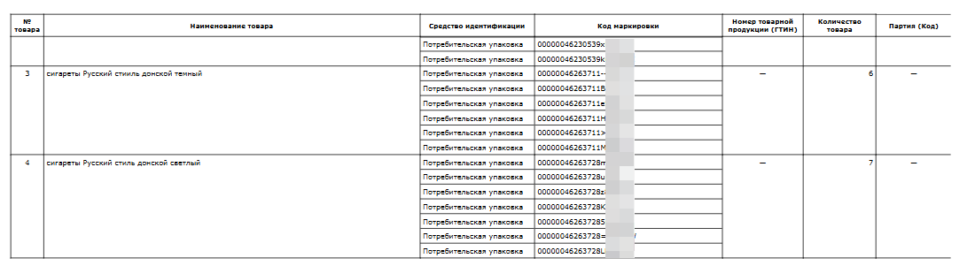 Кассовая программа Nextmarket. Коды маркировки в УПД 
