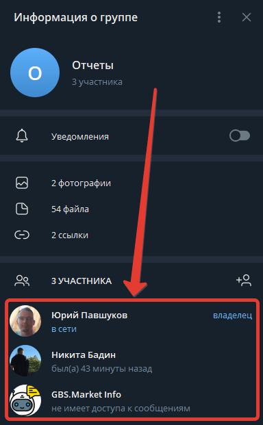 Кассовая программа Nextmarket. Пример группы, в которую могут отправляться отчеты в Телеграм