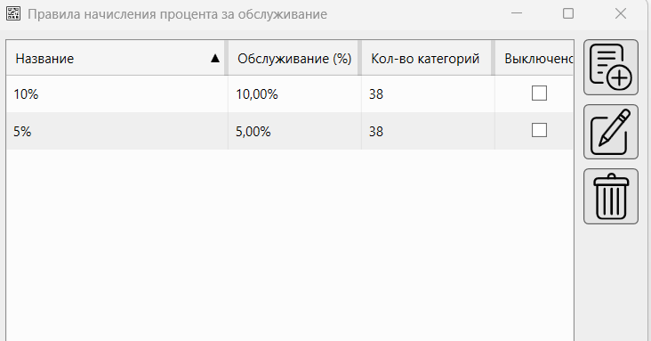 Кассовая программа Nextmarket.Правила начисления процента за обслуживание